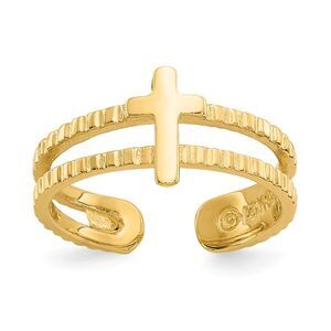 Cross Toe Ring in 14K Yellow Gold